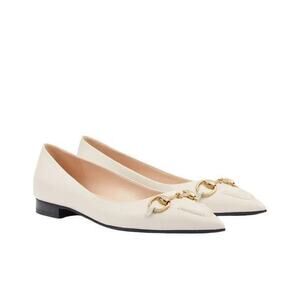 GUCCI Horsebit Casual Single Shoes 1.5cm Women's Beige size 37
